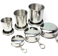 

Easy To Carry Stainless Steel Collapsible Cup With Lids Metal Travel Folding Cup