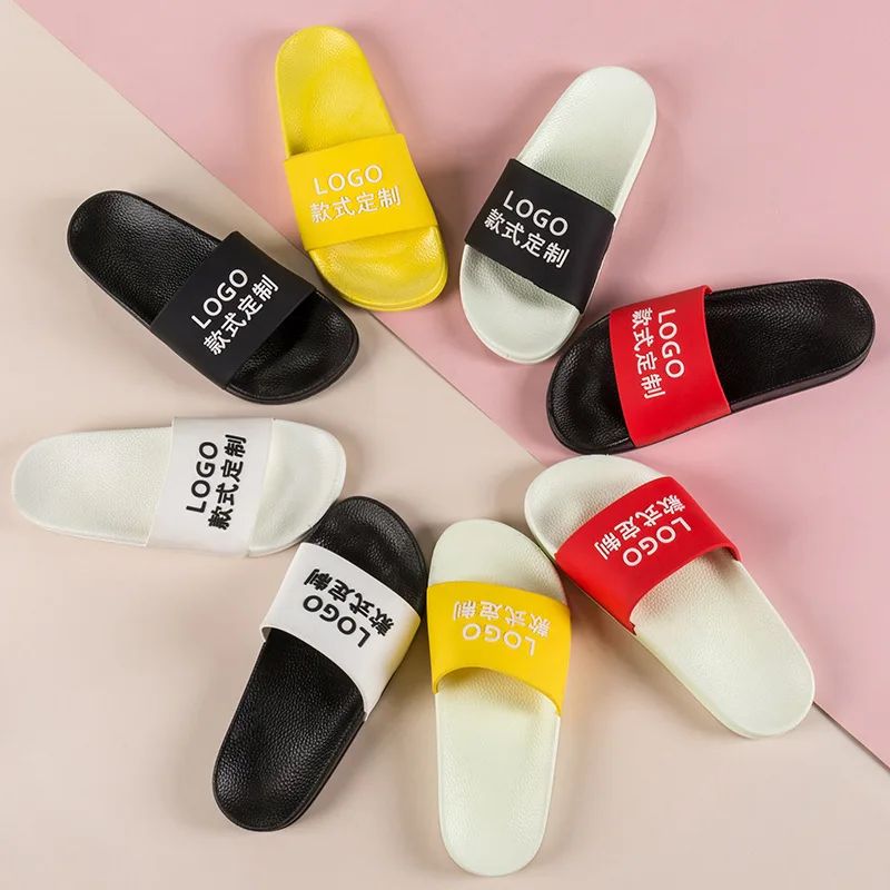 

2021 custom slippers LOGO women summer home shoes bathroom couple slippers custom men outside wearing slippers