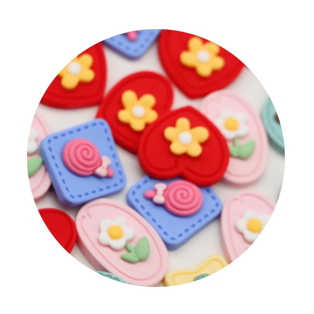 

New Arrival Star Heart Ellipse Flower Lollipop Resin Cabochon Flatback Planar Jewelry Accessory for Diy Ring Kids Hair Clips Pho