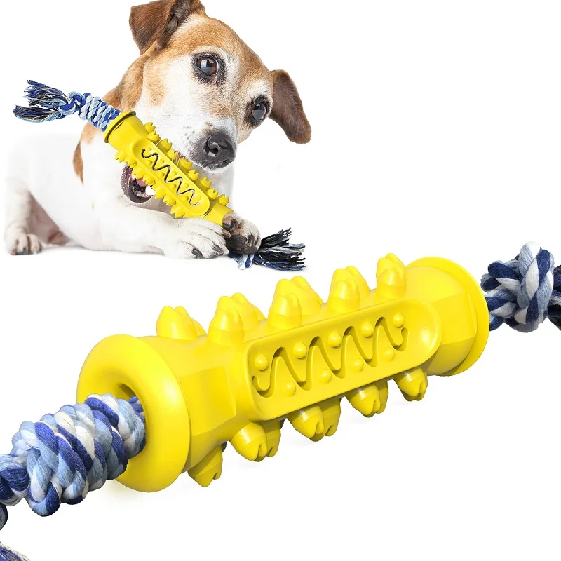 

Amazon hot sale dog toy corn molar/grinding stick bite-resistant toothbrush dog chew toy with rope pet toy dog, Blue/green/yellow