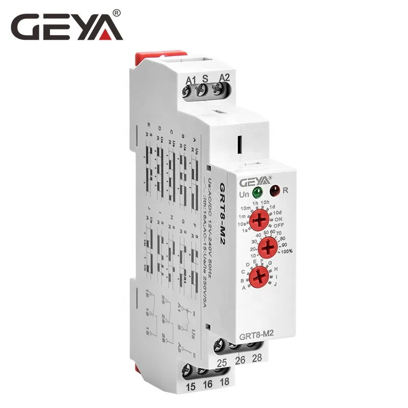 

GEYA Good Price GRT8-M2 10 Function Time Delay Relay Wide Voltage Range Multi Function 16A 24V-240V AC Timer DC