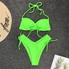 New Design lime green bikini Halter DrawString thong high waist