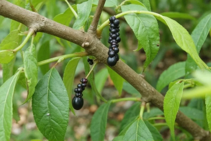 Black pepper vine (Piper nigrum) showing climbing growth habit with mature peppercorns on woody stem