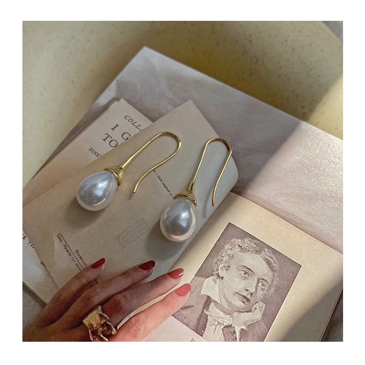 

ADELANTE New Arrival Copper Plating Real Gold Drop Pearl Earrings For Summer