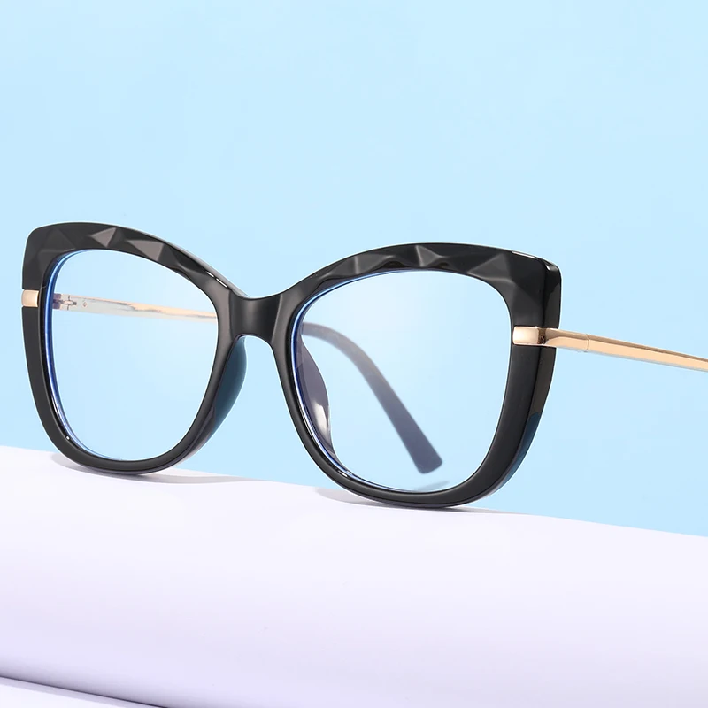 

2021 New Product Cat Eye Women Fashion Eyeglasses TR90 Anti Blue Light Eyewear Frame Transparent Optical Frames