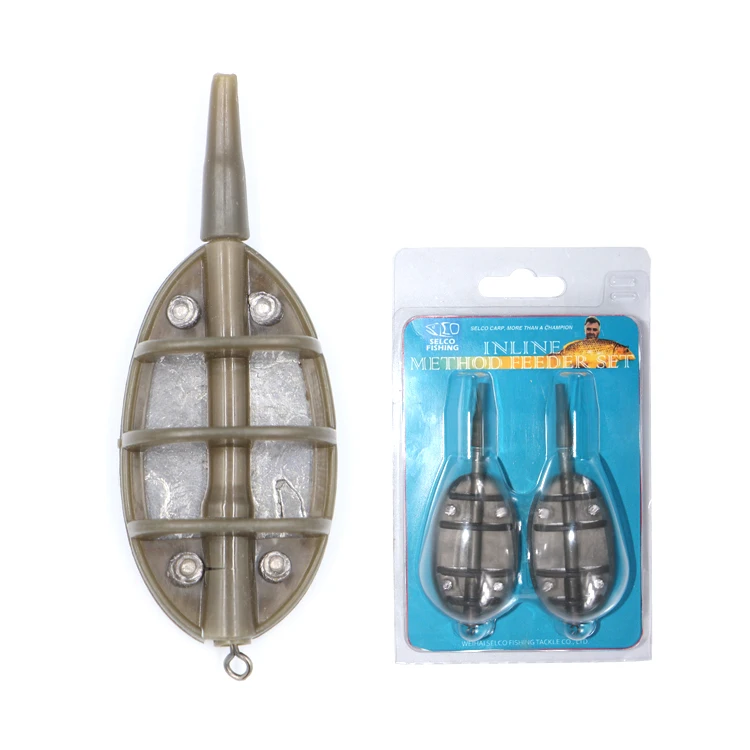 

Selco China Wholesale Plastic And Lead In-Line Flat Method Feeders Double Pack Set Plastic Feeder Set For Feeder Fishing, Lead without painting