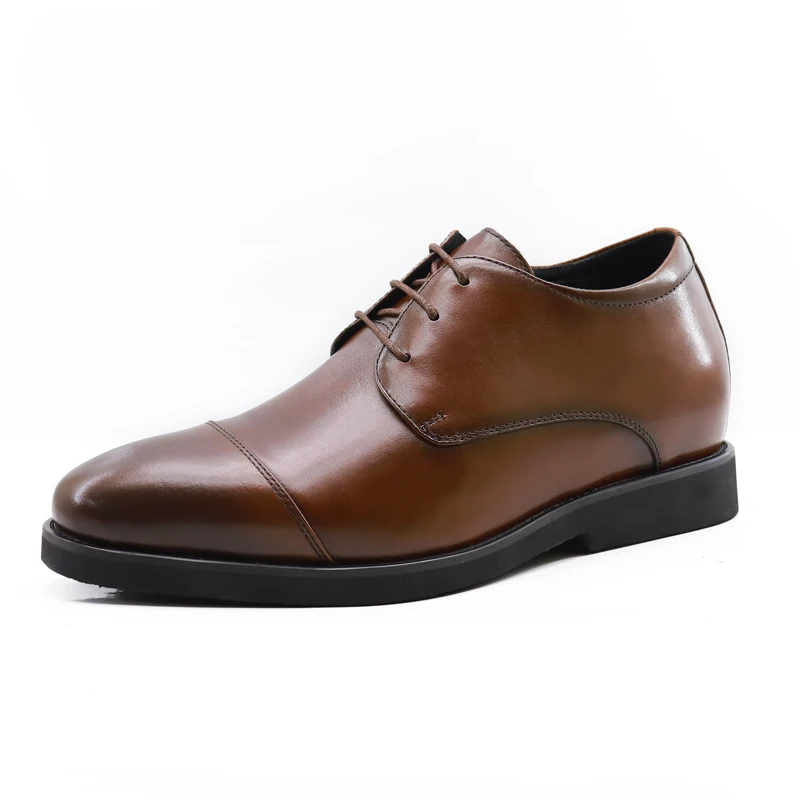 Men's 7 cm Summer Fashionable Genuine Leather Cushioned Elevator Shoes Height Increasing Formal Style Dating Parties Online