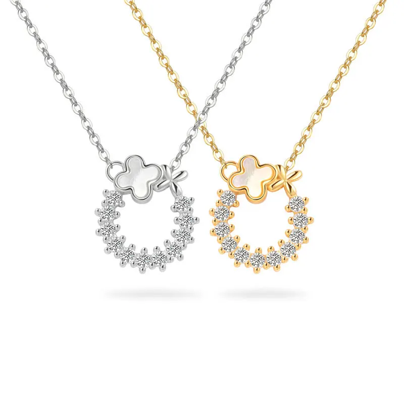 925 Sterling Silver Circle Pendant Necklace Jewelry for Women 18K Gold Plated 925 Silver Necklace Chain Jewelry Wholesale