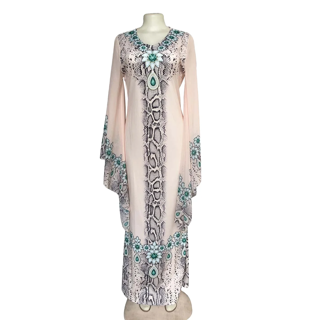 

African woman fashion long fishtail long dress fit body big chiffon long hand printed long gown