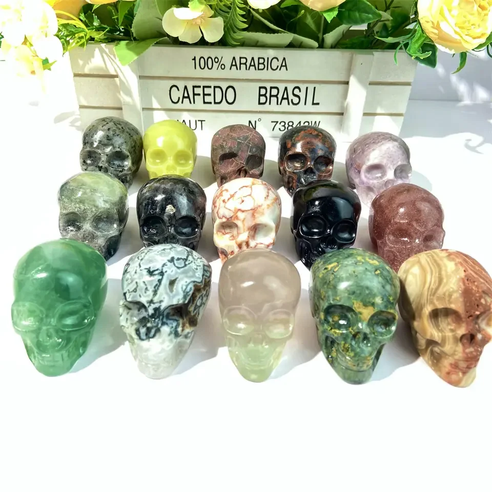

Wholesale Natural Polished Gemstone Hand Carved Healing Stones Obsidian Mixed Crystals Skulls for Healing