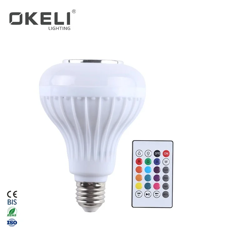 OKELI New Design 10W RGBW Smart Remote Control With HT-03A App Bluetooth LED Music Bulb Light
