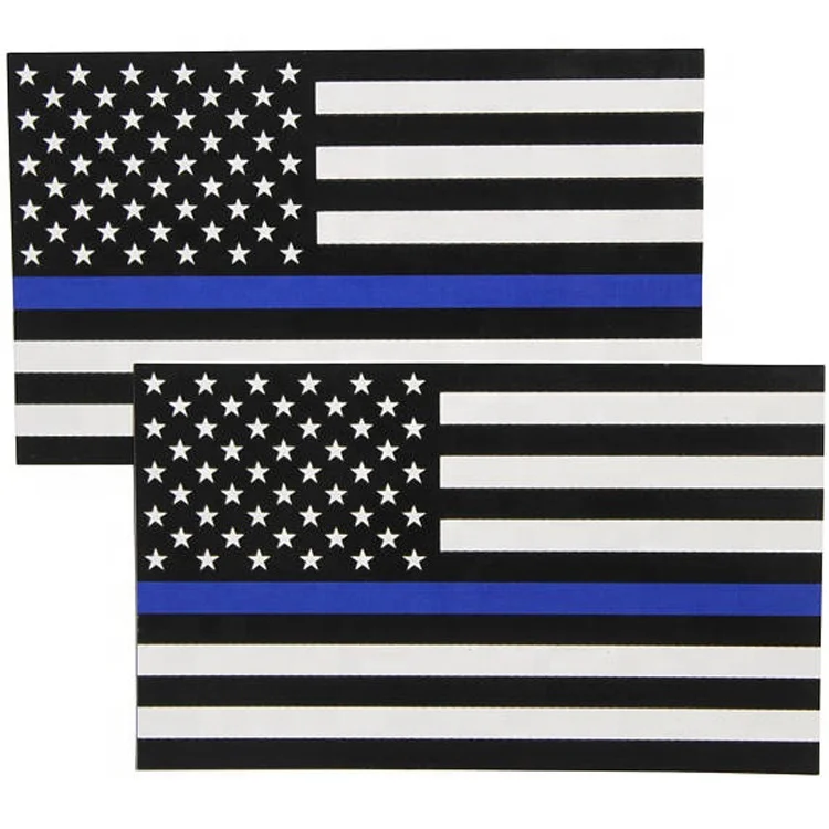 

5X3inch Police Officer Thin Blue Line American Flag Sticker