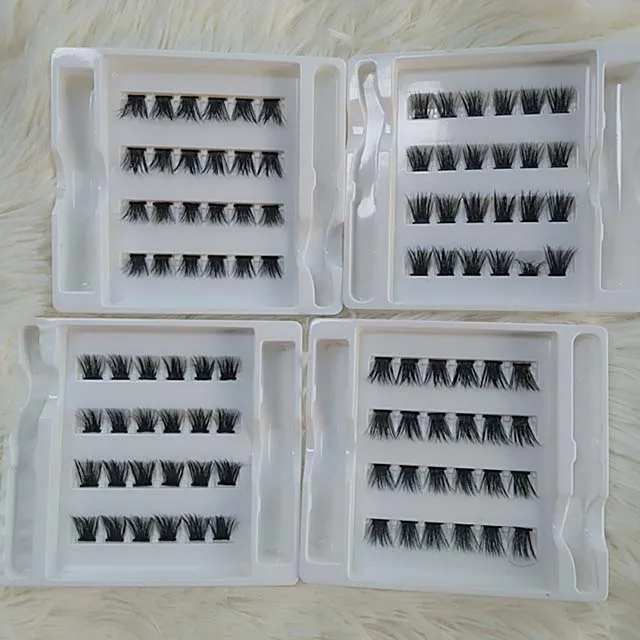 

Vegan Pre Made Cluster Individulal False Mink Eyelashes Fans Clip Magnetic Eyelashes In Clusters