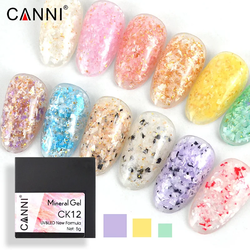 

CANNI newest summer colors ore paint gel sequin mineral shell marble effect new formula UV&LED nail art design enamel uv gel