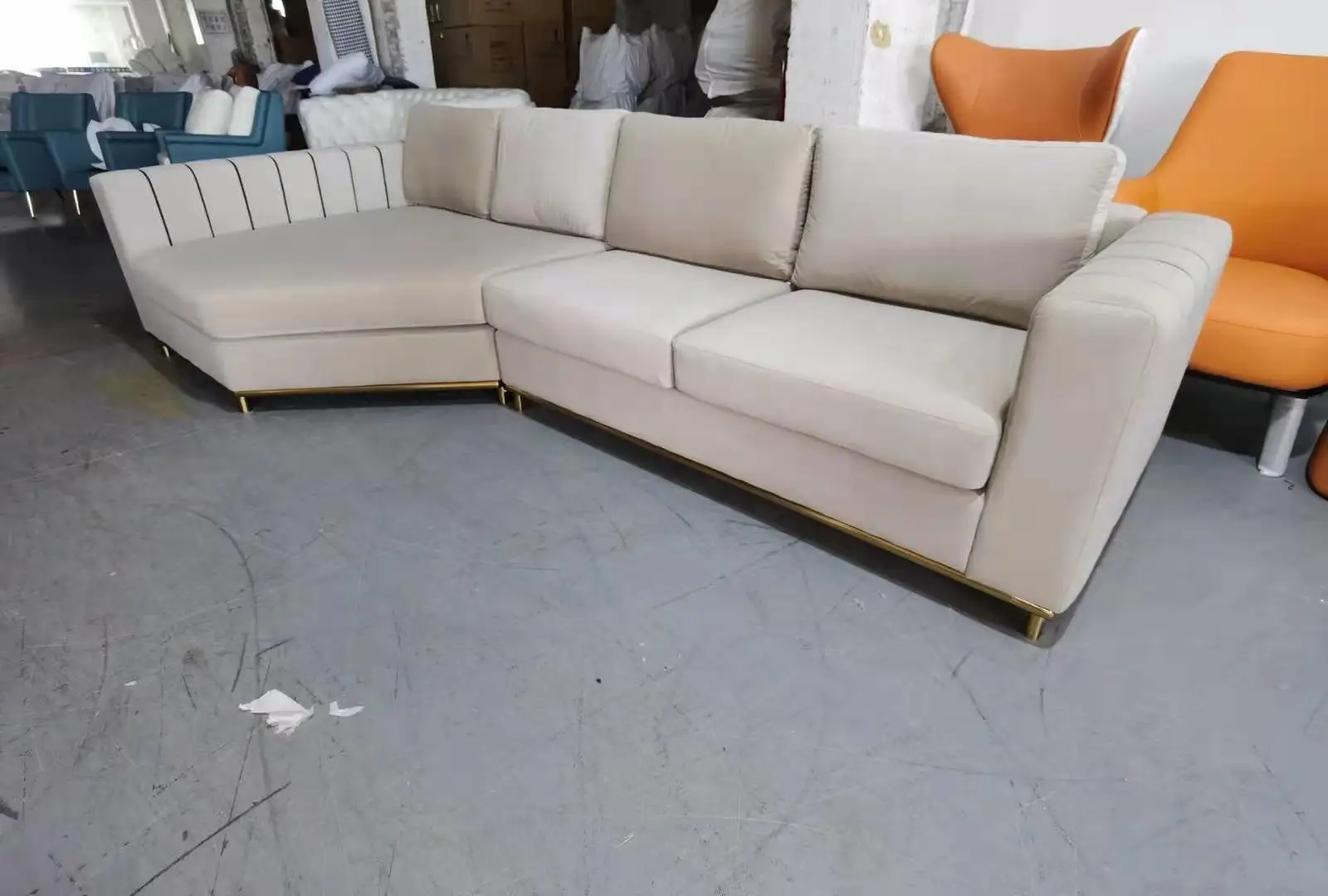 Postmodern light luxury velvet L-shaped corner Hong Kong style ins style furniture sofa