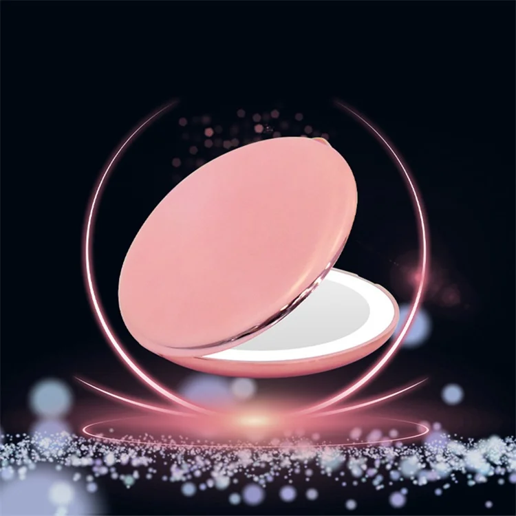 

Fold Dual Sided Magnifier Touch Round Shape Pocket Makeup Compact Mirror Led