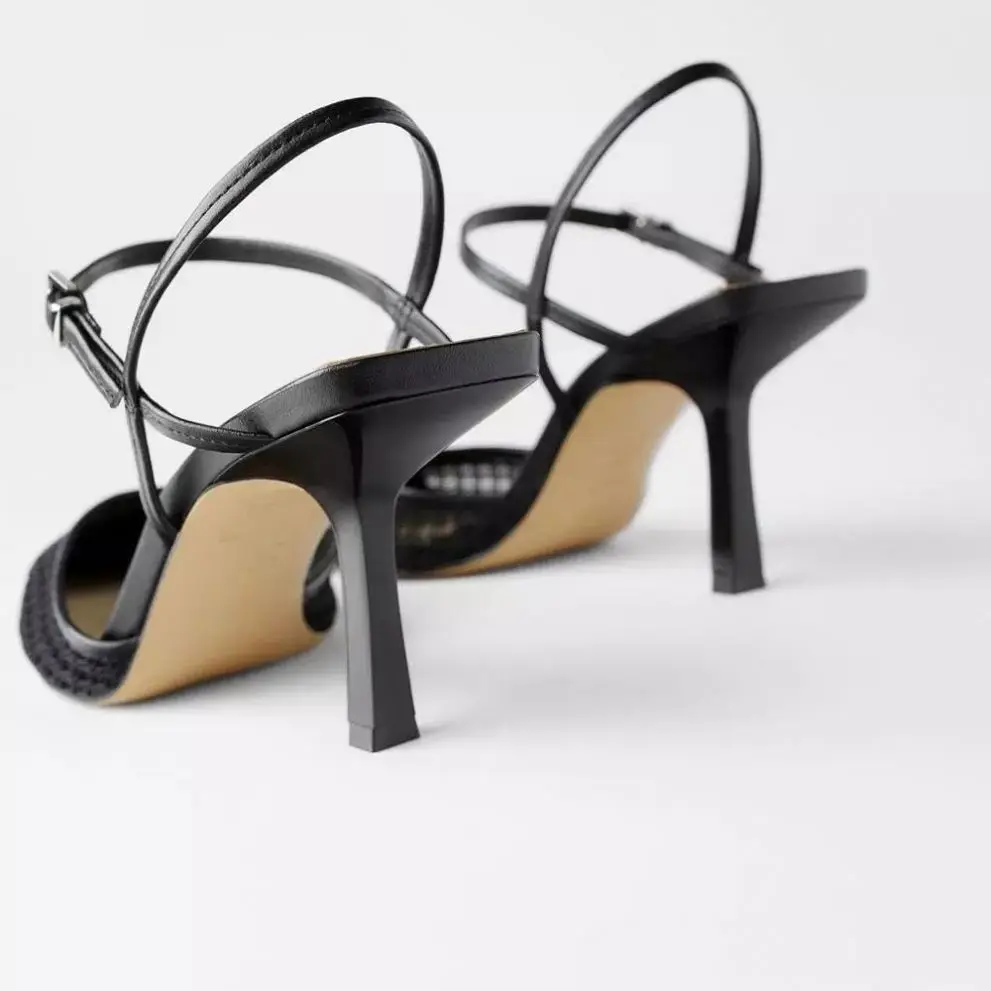 

����ݧ� 2021New Fine heel Heel Pointed Toe Mesh Slingback Sandals For Women Party Elegant Pumps Shoes, Black,pink