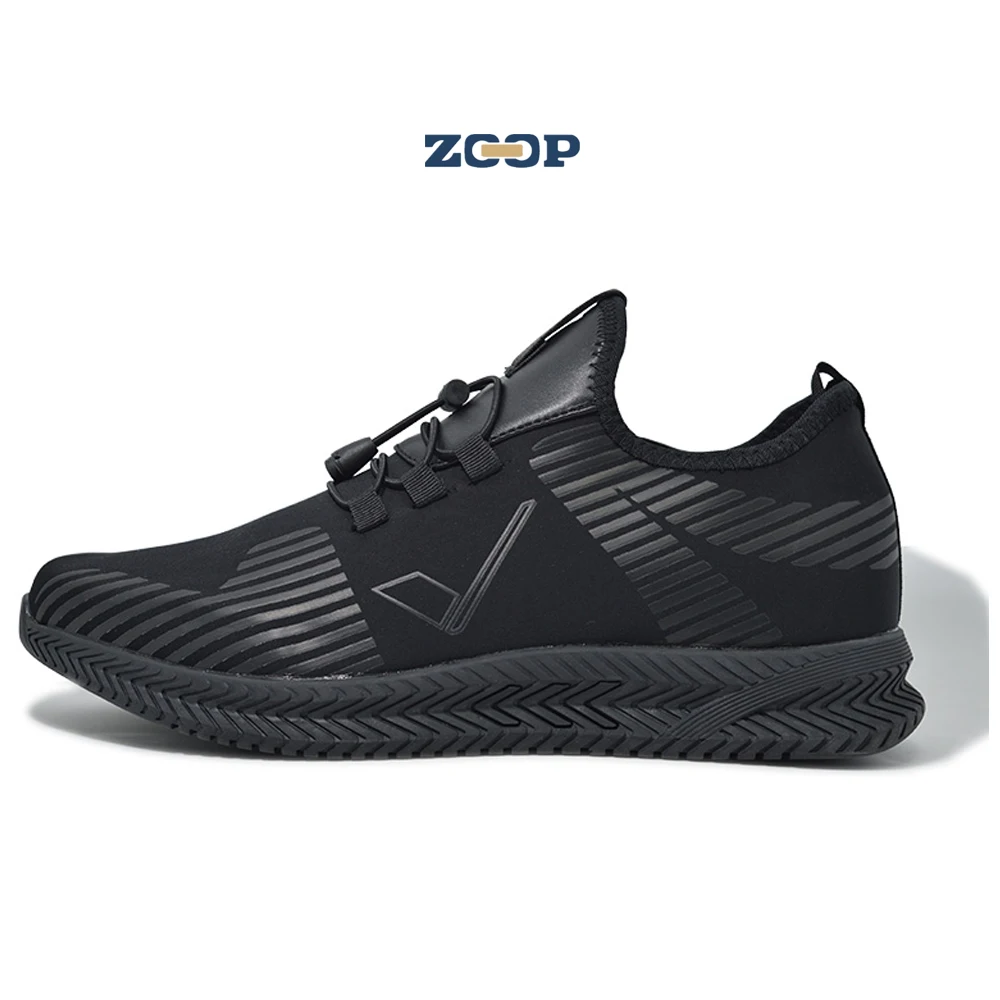 

Fashionable stretch fabric sport shoe breathable black sneakers for man, Black, blue
