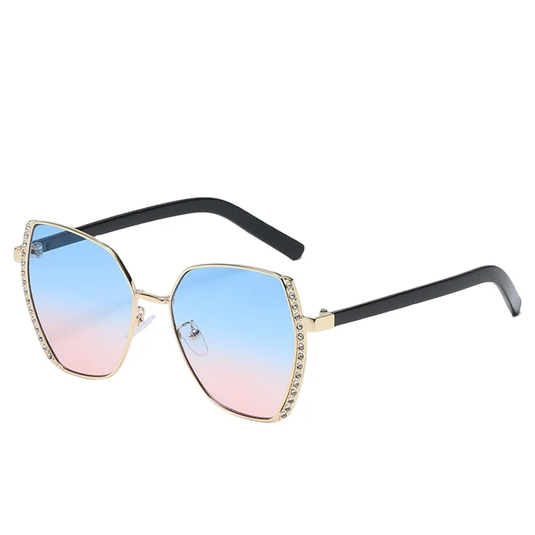 

Buffalo horn clear crystal flat top diamond glasses hexagon rhinestone frameless sunglasses, Picture shows