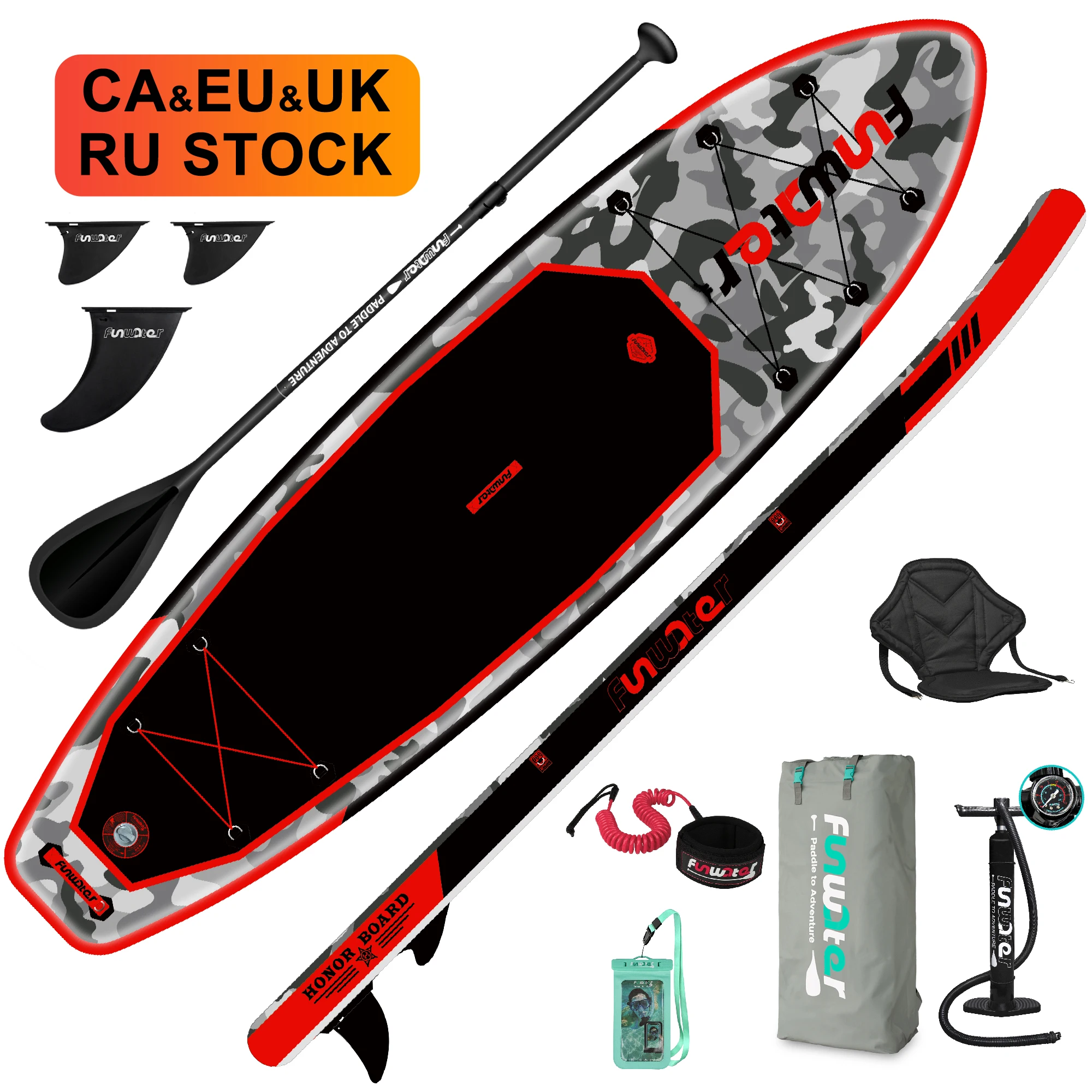 

FUNWATER Dropshipping OEM sup board 2 layer surf leash paddle wake board wakesurf surfboard sup board koi wakeboard