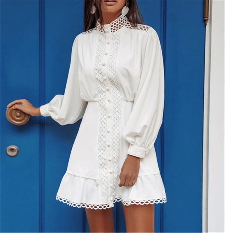 

Wholesale Fashional Ladies Long Sleeve Women White Dresses