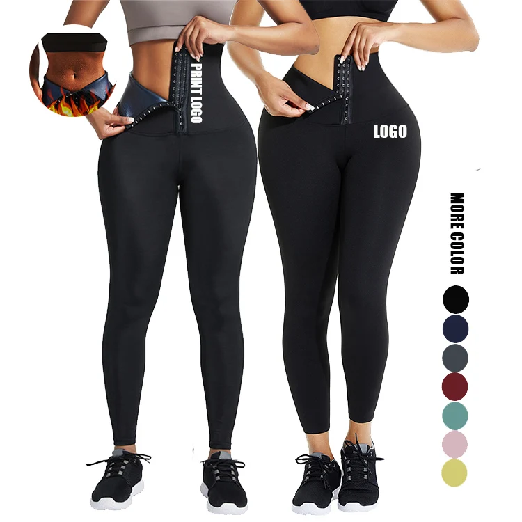 

HEXIN Fashionable 2022 Gym Seamless Leggings Corset Compression Butt Lifter Shaper Fat Burning Neoprene Waist Trainer Leggings, As shown