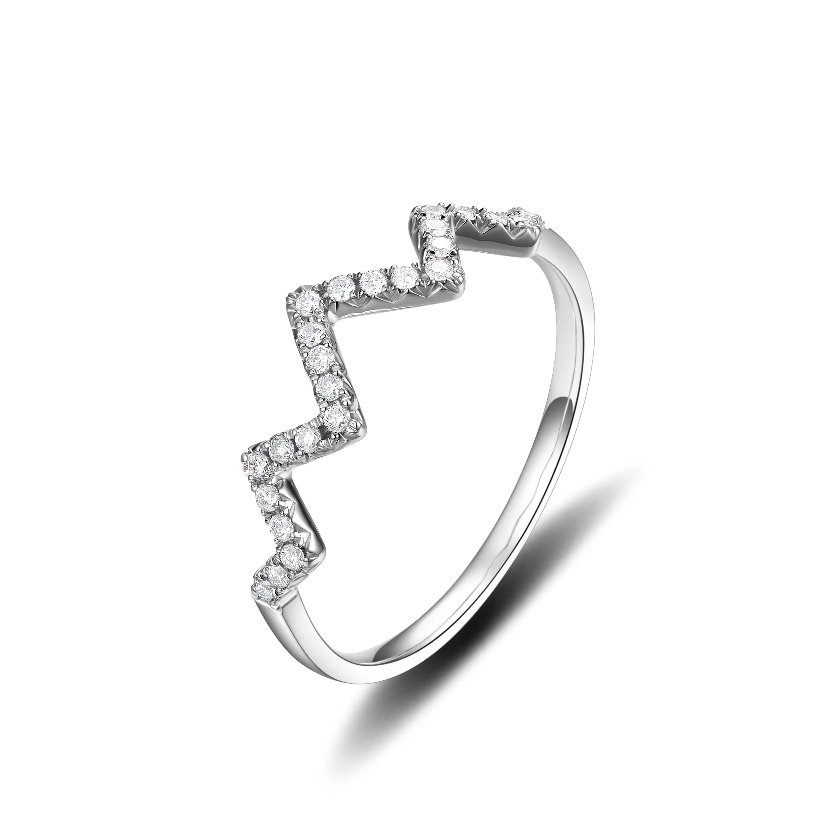

Jingzhanyi Factory Inlaid natural diamond ring, 18K true white gold ring, wedding anniversary ring, CNC gold ring manufacturing