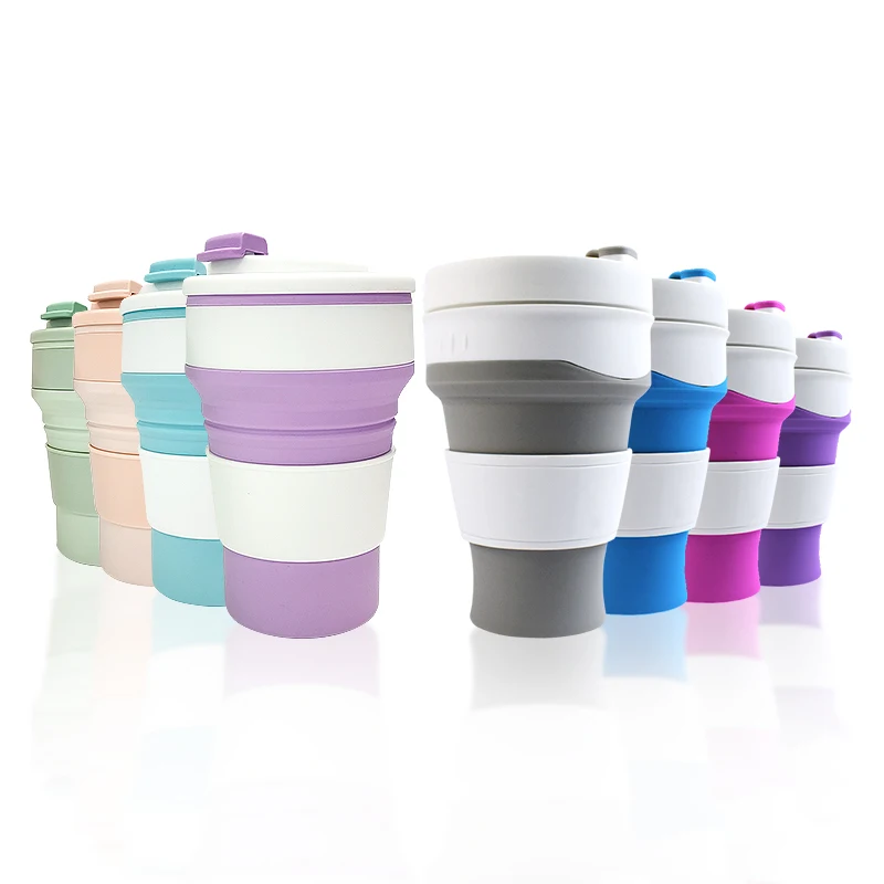 

Wholesale 500ml large capacity Outdoor Sports Portable Folding Water Cup Silicone Folding Cup