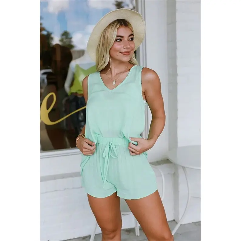 

Hot Sale 2021 Spring And Summer Solid Color Womens Sleepwear Sets Women Casual Two Piece Pajamas Set