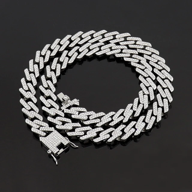 

New 13MM iced out moissanite cuban link chain necklace for men women