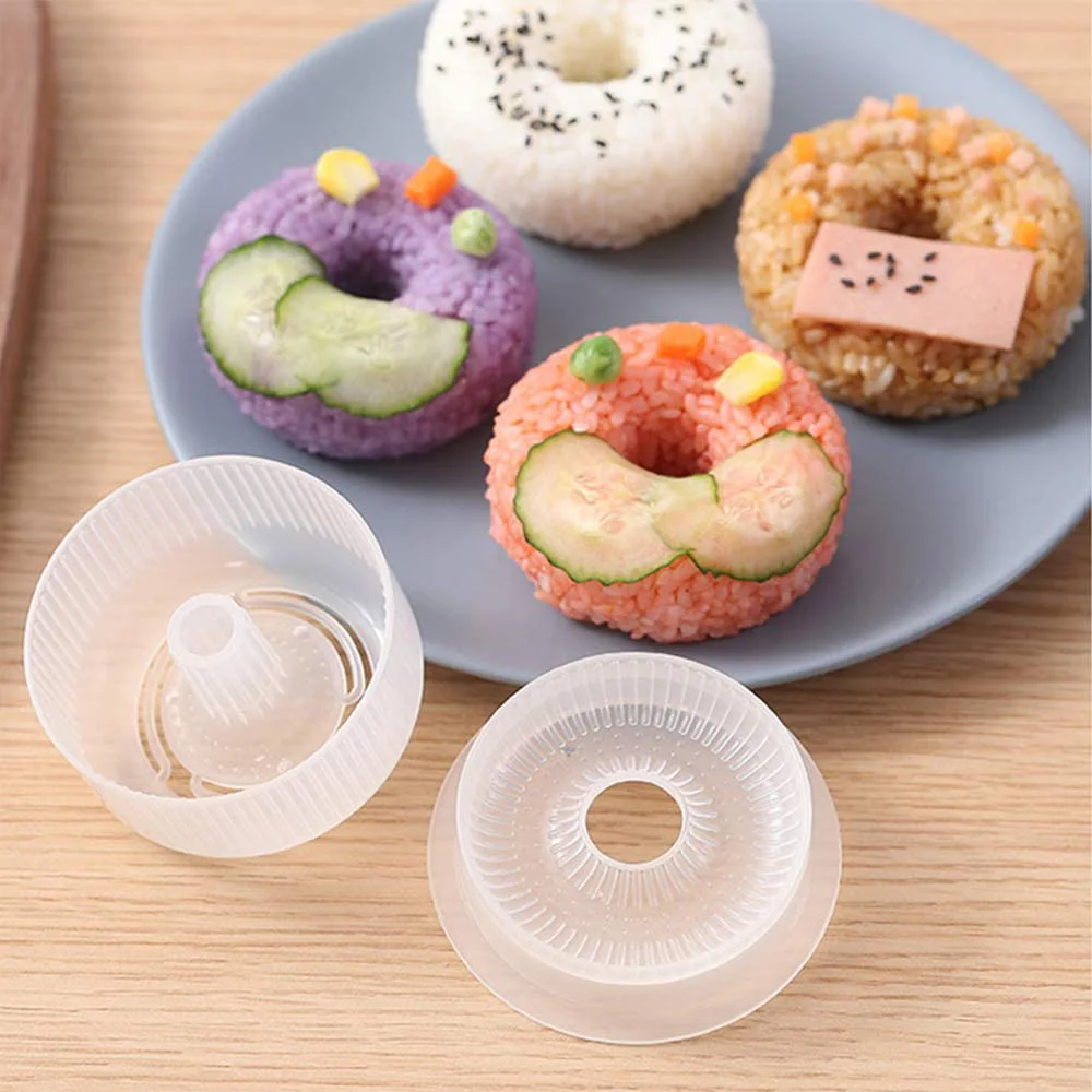 

Donut Shape Onigiri Form Plastic Non-Stick Sushi Maker Set DIY Easy Rice Ball Press Mold Seaweed Making Kit Kitchen Accessories, White