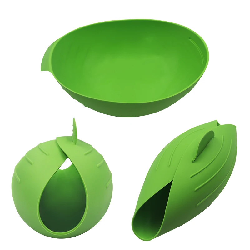 

Food Grade Household Kitchen Convenient Food Grade Silicone Tool Steamed Fish Bowl Silicone Folding Bowl, Green