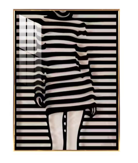 60X40  Modern Decorative Crystal Porcelain Wall Painting Art  for Living Room Aluminum Alloy Frame Gallery Hanging Painting