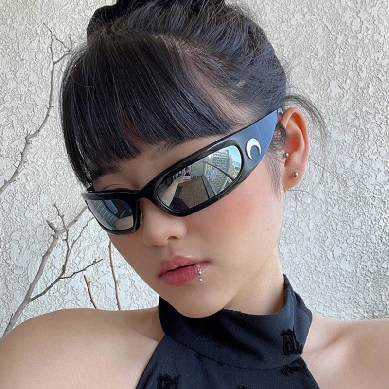 

Jiuling eyewear new fashion sports shades wholesale cheap price sport sun glasses small flexible frame moon sunglasses, Mix color or custom colors