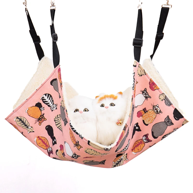 

Cat Bed Mat Hanging Cat Hammock Double-sided Available Plush Warm Sleeping Bag House Pet Puppy Cat Supplies