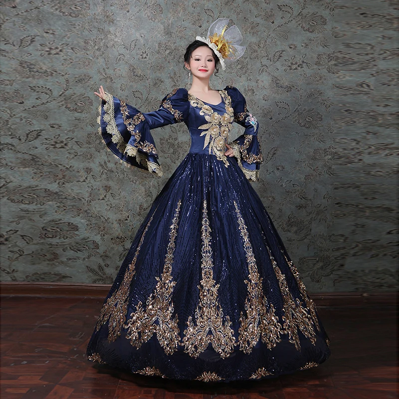 

1pc custom made Fancy Victorian Medieval Renaissance Costume Dress Antoinette Theater Ball Gown with hat