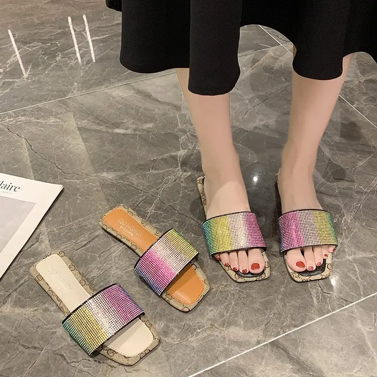 

2021 Hot Sale Women Sandals Sandlas Wanita Beach Party Sendal Women Colorful bling Sandles For Ladies