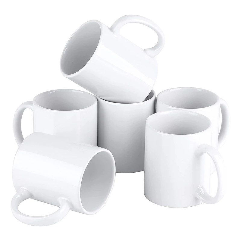 

White Mugs 11oz Porcelain Espresso Cups, Sublimation Mugs Blank, DIY Coated Ceramic Mugs for Coffee, Soup, Tea, Milk