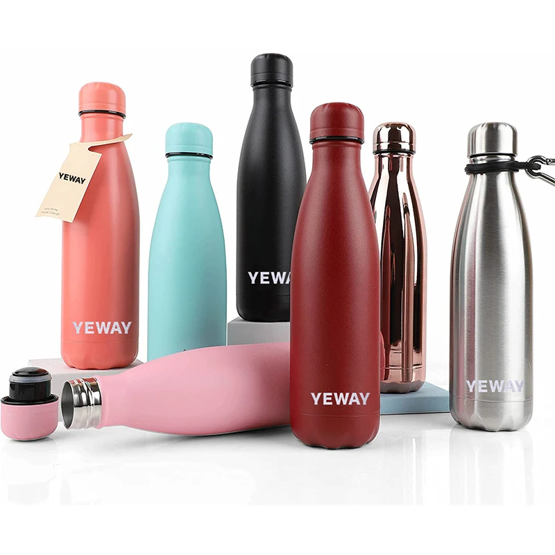 

YEWAY Custom Logo Double Wall Thermal Vacuum Flask Insulated Outdoor Sports Drink Cola Shaped 18/8 Stainless Steel Water Bottles