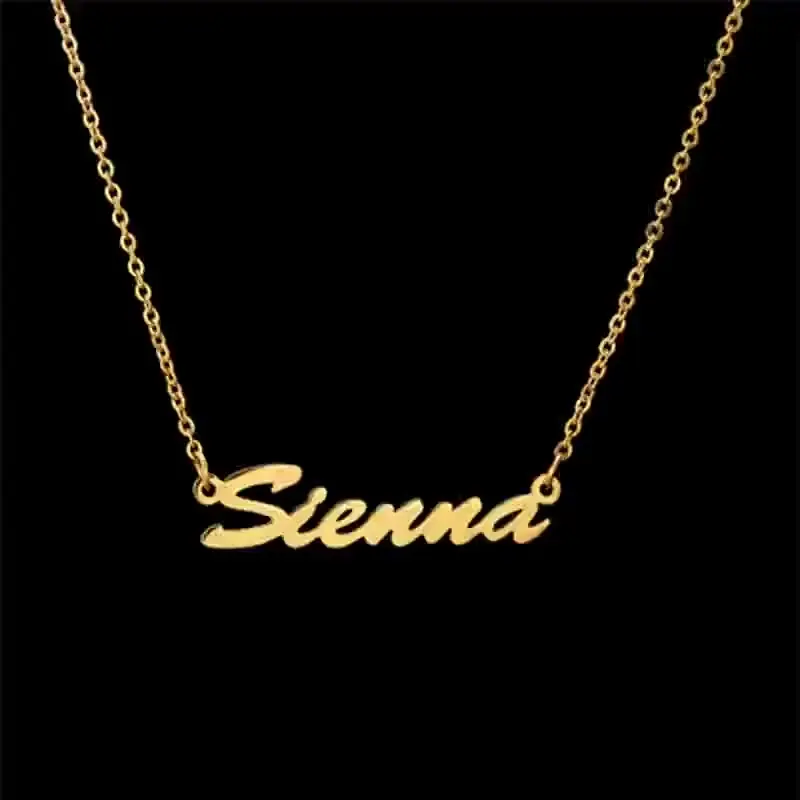 

Laser Jewelry Personalized Name Customization Choker Necklace 18K Gold Plated Handwriting Stainless Steel Nameplate Necklace