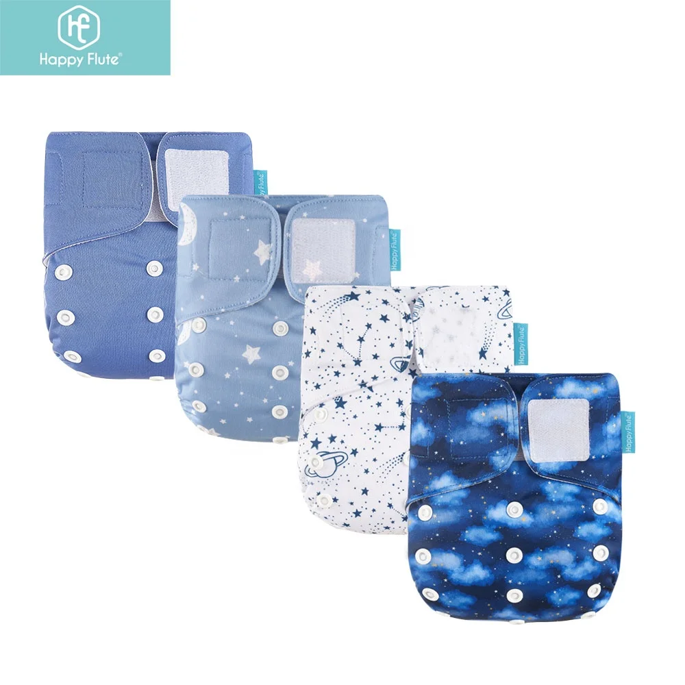 

HappyFlute 4pcs set without insert custom printed reusable baby cloth diapers washable waterproof cloth diaper, More than 300 colors