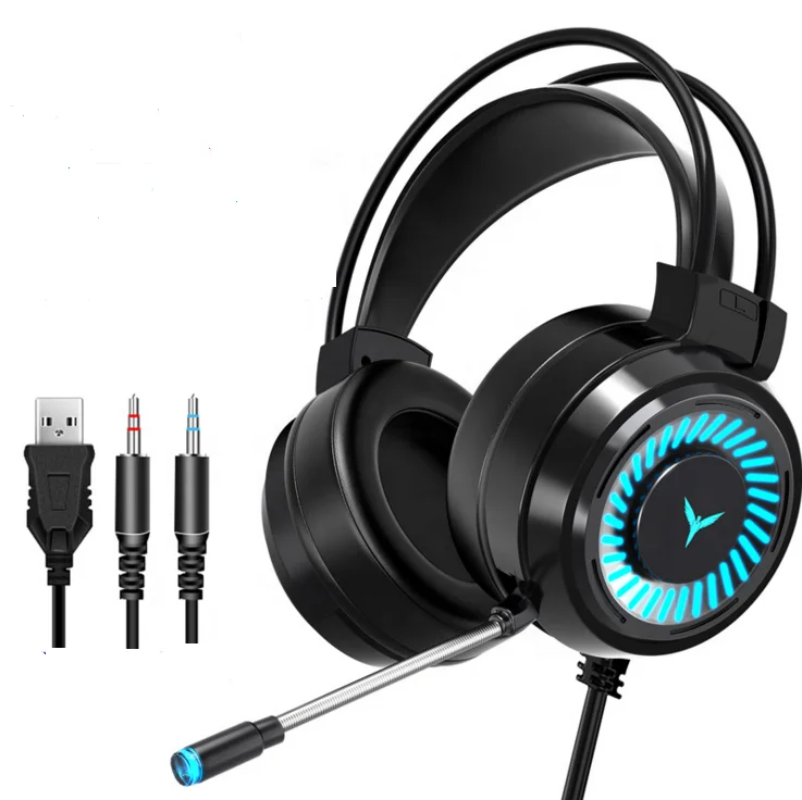 

Gaming Headset Wired Headphones 7.1 LED Illumination Gamer Headphone Stereo Sound Headsets With Mic LED Light drop shipping