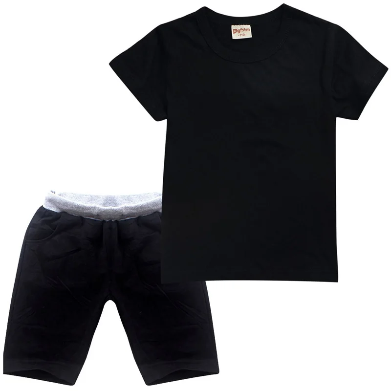 

Children's summer fashion short-sleeved custom logo T-shirt suit boys and girls casual sports T-shirt and shorts 2 piece set