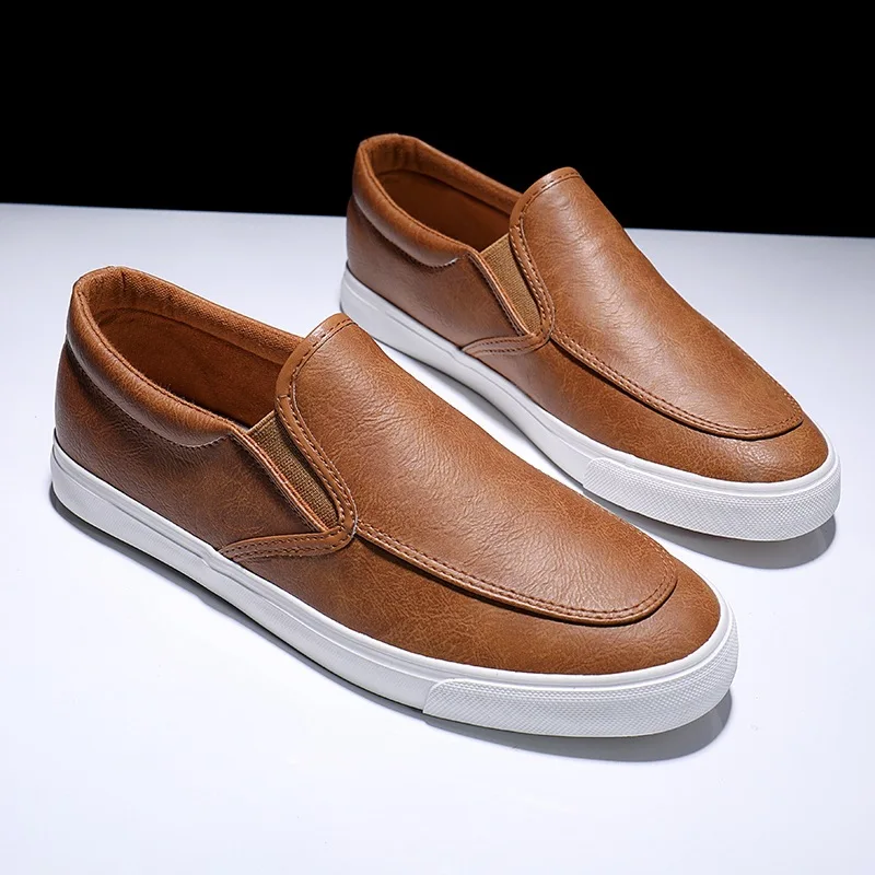 

sh11067a British Style slip on shoes men white brown black color casual fashion shoe for men