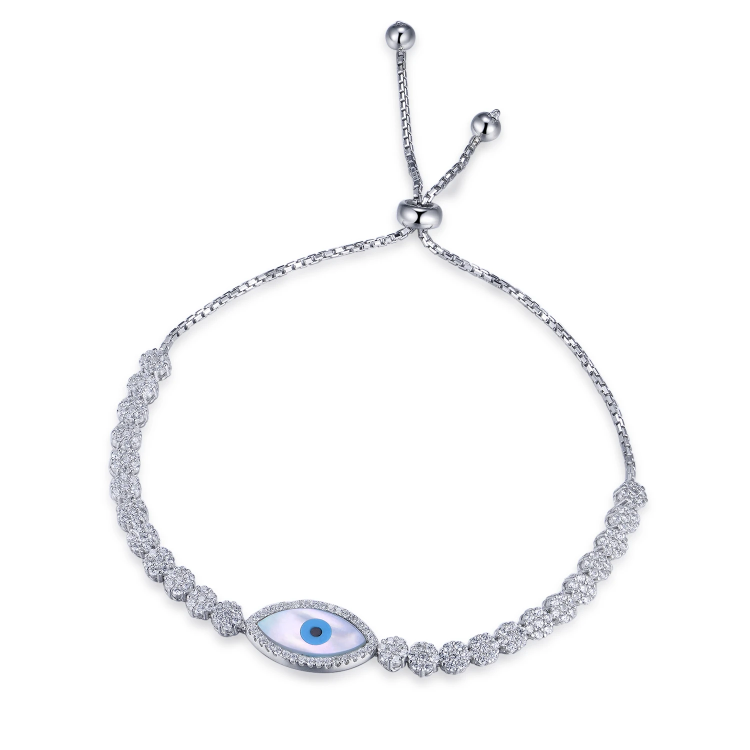 Custom  925 sterling Silver Bracelet blue eye CZ bangle for Women jewelry(图1)