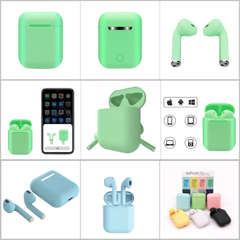 Lonvel Wholesale Colorful TWS i12 inpods 12 Wireless Earphones Frosted Feel Touch Control Tws Earbuds Macaron Bluetooth Earphone - ANKUX.COM