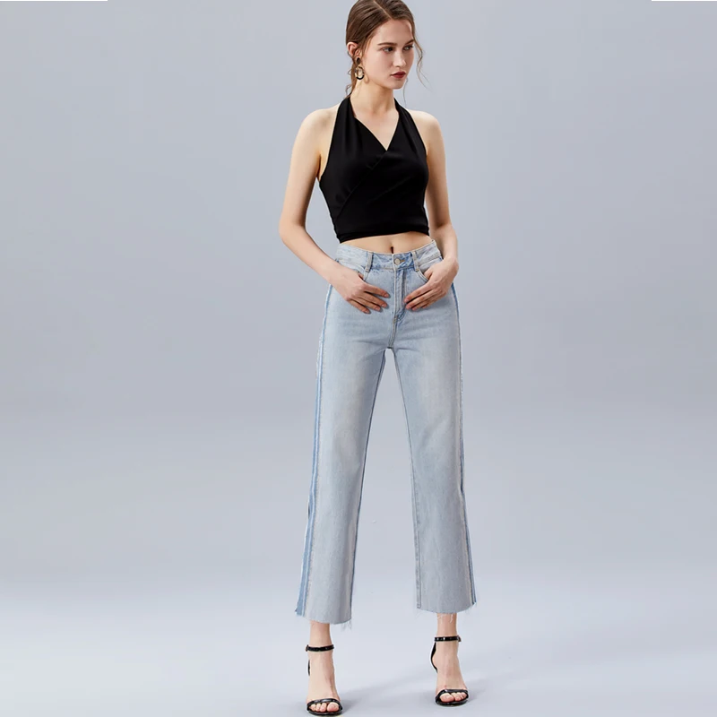 

Light blue women's jeans new arrival plus size pants & jeans, Customized colors