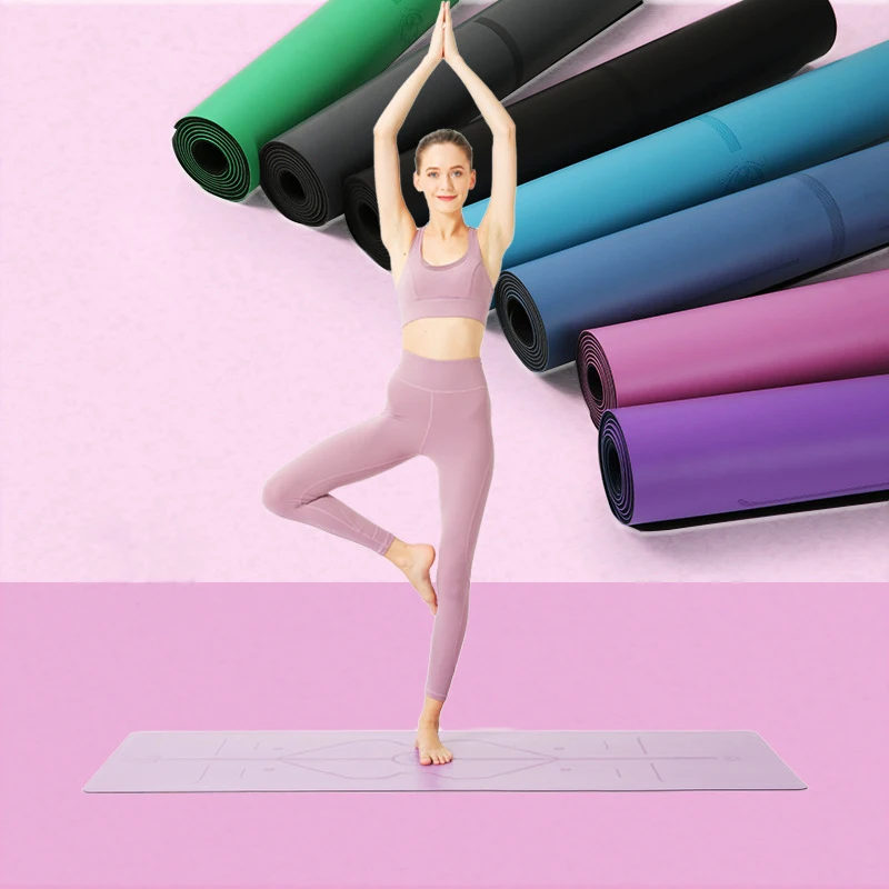 

Wholesale Rubber Luxury Yoga Mat with Bag PU Fitness Mat Unisex Yoga Hall Printable Logo, White, yellow, red, green, purple, blue, black, customized