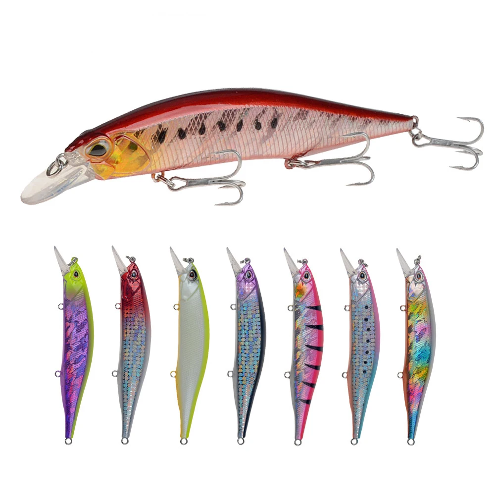 

WEIHE 13.5CM 17.5g 4# hook ABS plastic 3D eyes lifelike fishing lures minnow bait, 9 colors