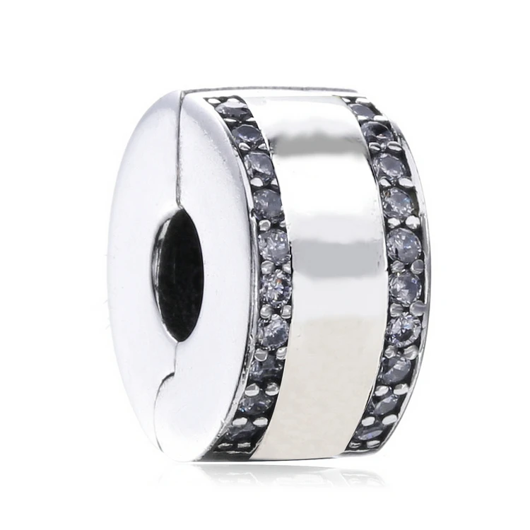 

Top selling products 925 silver double lined pave charms clip, Rose gold